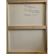 Dandelions and a butterfly - original, acrylic painting on canvas 75 * 95 cm, wildflowers, summer sunset, artist Marina Stognieva